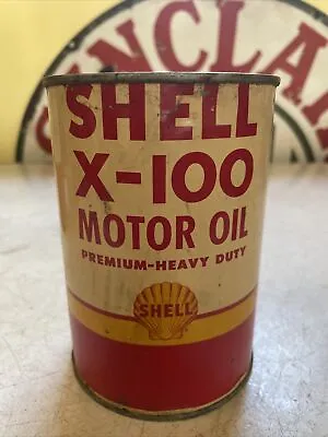 $9.99 • Buy Vintage Metal 1 Quart Shell X-100 Motor Oil Can