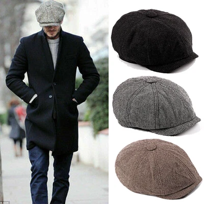 £6.63 • Buy Peaky Blinders Tommy Shelby Wool Blend Herringbone Bakerboy Newsboy Flat Cap Hat