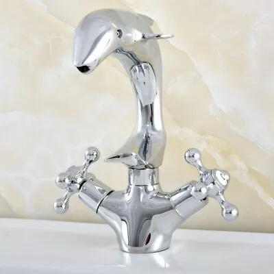 Polished Chrome Brass Dolphin Shape Bathroom Kitchen Bar Sink Faucet Tap Ssf855 • $65.99