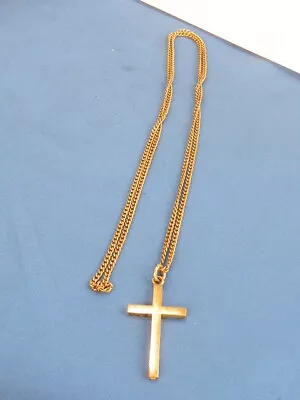 Vintage Gold Filled Cross Pendant And Chain Necklace 25  Cross Necklace • $1