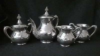 Rogers Antique Quadruple Plate Tea Set Tea Potcreamersugar & Covered Waste Pot • $50