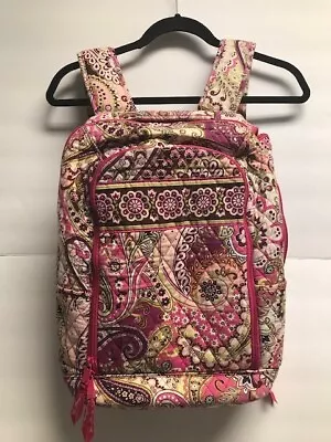 Vera Bradley Quilted Laptop Backpack School Campus Travel Very Berry Paisley   • $24.99