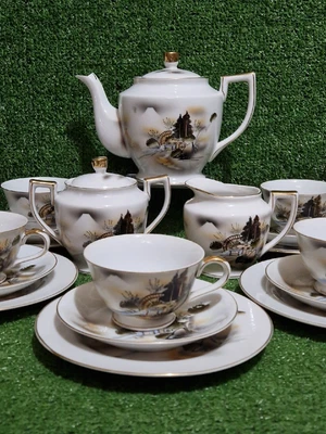 £24.99 • Buy Vintage Japanese Kutani China Tea Set Teapot Creamer Sugar Bowl Cup Saucer Plate