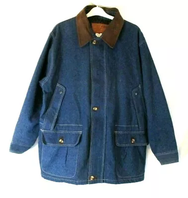 Fox Fire Denim Jacket Coat Blue Jean Large Zip Front Long Sleeve Lined EM60 • $65.99