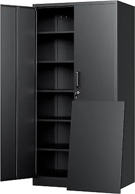 Metal Storage Cabinet With 2 Doors 5 Shelves72 Garage Storage Cabinet With Lock • $199.99