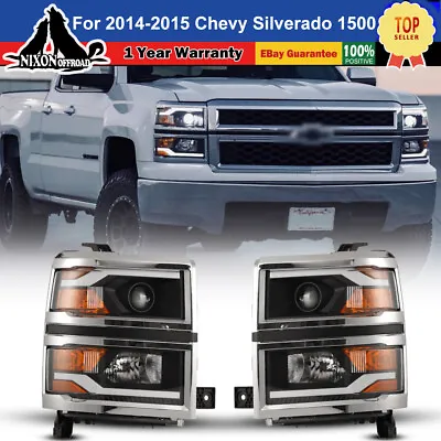 LED Projector Headlights For 2014 2015 Chevy Silverado 1500 Chrome Frame Pair • $274.99