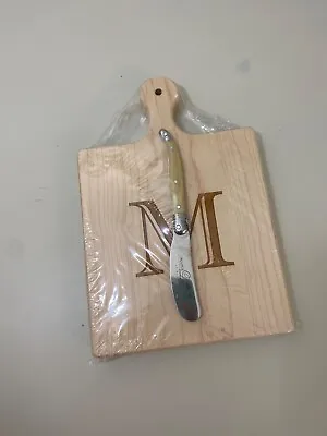 “M” Monogrammed NEW Maple Leaf Charcuterie Board Cutting Board W/knife 6”x6” • $10.99