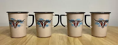 4 Vintage Monterrey Western Ware Longhorn  Enamelware Mugs Rare D Handle Cups • $72