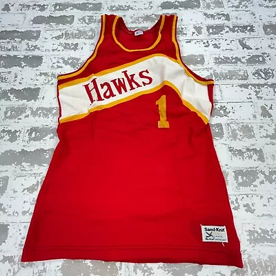 Vintage Atlanta Hawks Jersey Men Medium Red Sand Knit 80s 90s USA Wes Mathews 1 • $59.91