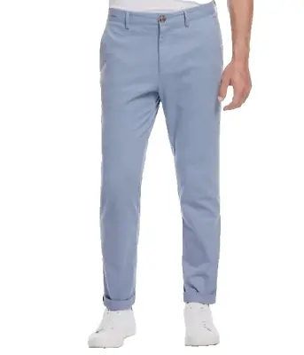 PERRY ELLIS Mens Chino Pants SLIM TAPERED FIT STRETCH Baby Blue FLAT 30 32 NWT • $17.99