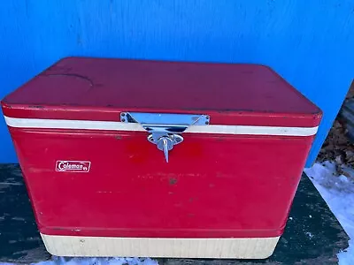 Vintage COLEMAN RED Metal Cooler Soda Drink • $49