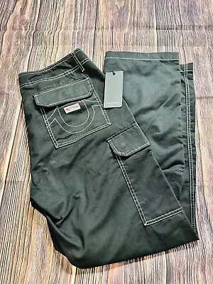 True Religion Jeans Men Size 32 Cargo Pants Jet Black NWT - Style #108335 • $64.99