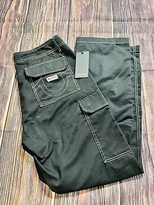 True Religion Jeans Men Size 33 Cargo Pants Jet Black NWT - Style #108335 • $69.99