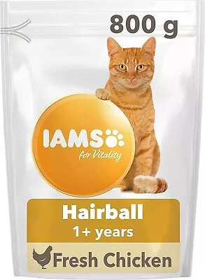 IAMS Hairball Complete Dry Cat Food For Adult And Senior Cats With Chicken 800 G • £6.55