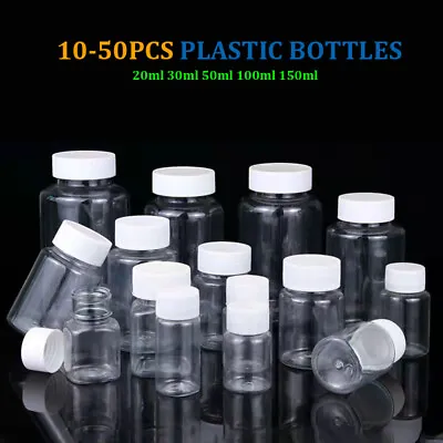 10-50PCS PET Clear Plastic Bottles Screw Caps Storage Container 20ml 50ml 100ml • $4.95