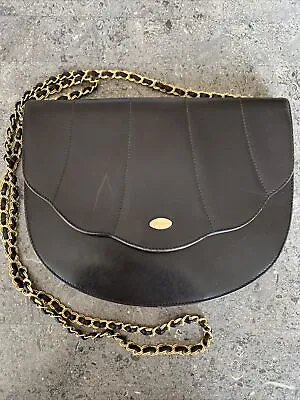 Salvatore Ferragamo Vintage Flap Shoulder Bag Gold Chain Crossbody Black • $105