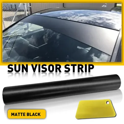 Sun Visor Strip Windshield Banner Vinyl Long Lasting Blank Decal Matte Black • $10.99