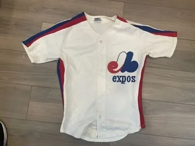 Rare VINTAGE 80s Medalist SAND KNIT AUTHENTIC MONTREAL EXPOS Jersey MLB Sz 42 • $158