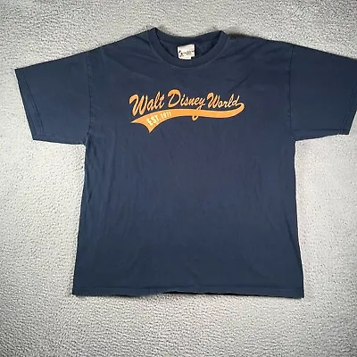 Walt Disney World T Shirt Mens XL Navy Blue Spell Out Graphic Short Sleeve • $10.17