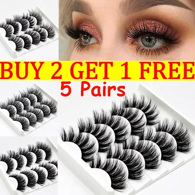 False Eyelashes Set Natural Long Thick Soft Fake Eye Lashes Extension 5 Pairs • £2.79