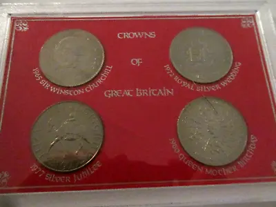 £10 • Buy Crowns Of Great Britain, 4 Coin Set In Case, 1965, 1972, 1977 & 1980
