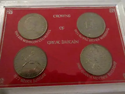 £10 • Buy Crowns Of Great Britain, 4 Coin Set In Case, 1965, 1972, 1977 & 1980