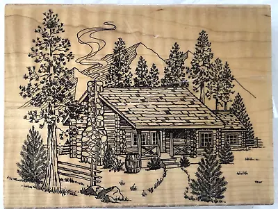 Embossing Arts #457-S Cabin In The Woods Stamp Large Size Red Rubber EUC • $19.75