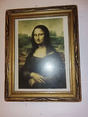 Vintage Small Leonardo Da Vinci Mona Lisa Framed Picture Distressed • $13.50