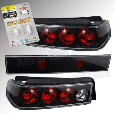 For 88-91 Honda Civic Hatch Clear Black Tail Lights +white License Plate Bulbs • $107.99