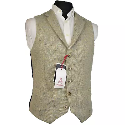 Harris Tweed Tailored Herringbone Country Waistcoat UK 40R - BNWT • $99.60