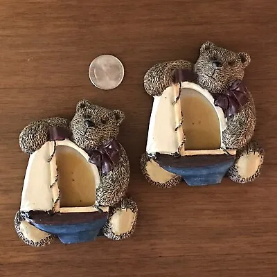 BABY’S SMALL Mini PICTURE FRAME Sailor TEDDY BEAR Sail Boat For Twins -Lot Of 2 • $10.50