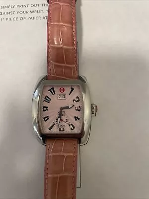 Michele Large Urban 36mm Date Pink   Dial Watch Alligator Band • $199.99