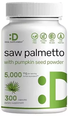 Saw Palmetto Supplement 5000mg With Pumpkin Seed 300 Capsules • $14.99