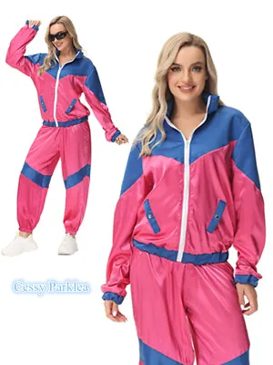 Z-B1-1 Women Retro Neon 80's Height Fashion Tracksuit Shell Suit Party Costume • $29.95