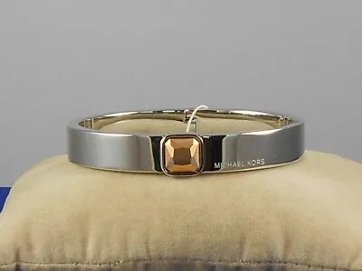 Michael Kors Silver Plated 2 Tone URBAN RUSH Hinged Bangle Bracelet MKJ5802 $95 • $69.99