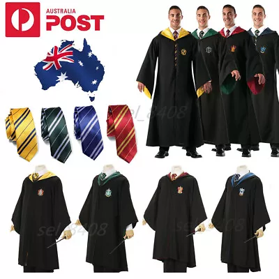 Harry Potter Gryffindor Hufflepuff Adult Kids Robe Tie Wand Costume Cosplay Cape • $19.73