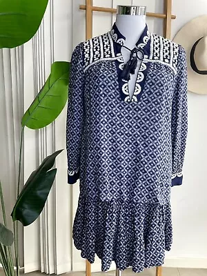 Tigerlily Navy Blue Pattern Embroided Top & Skirt Set Women’s Size 8  • $77