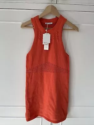 Zara Orange Knit Dress Cable Knit Pattern Size M NEW • £10