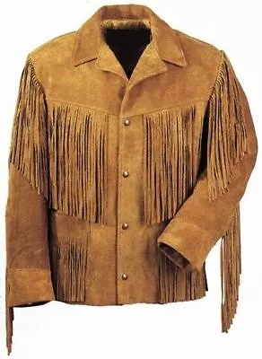 Men's Native American Cowboy Jacket Fringe Suede Jacket - Western Leather Jacket • $119.99