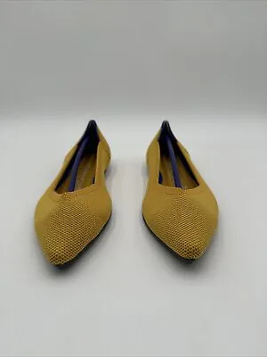 NWOB Rothy’s “THE POINT” Knit Pointed Toe Slip On Flats Mustard Yellow Size 7.5 • $64.99