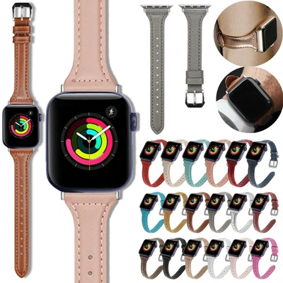 $10.99 • Buy Slim Watch Band Leather Strap For Apple IWatch Series 8 7 65 SE 38/40/42/44/45mm