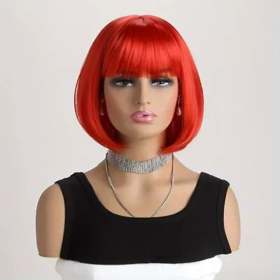 Womens Ladies Short Bob Wig Fancy Dress Cosplay Wigs Pop Party Costume Red • £2.65