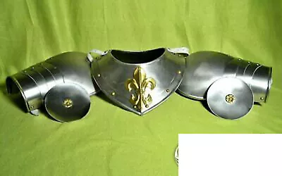 18GA Medieval Warrior Pauldrons Shoulder Armor With Gorget LARP Cosplay Sugarlo • $99