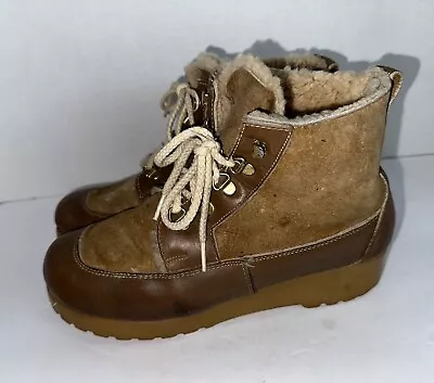 Woman's Vintage Dexter Sheepskin/Leather Platform Boots Size 8 N  Fur Lined USA • $44.99