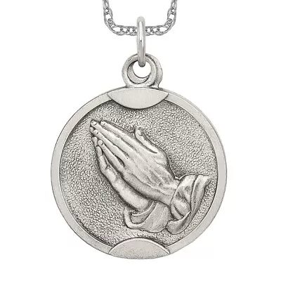 925 Sterling Silver Vintage Jesus Praying Hands Lord Serenity Prayer Medal ... • $279