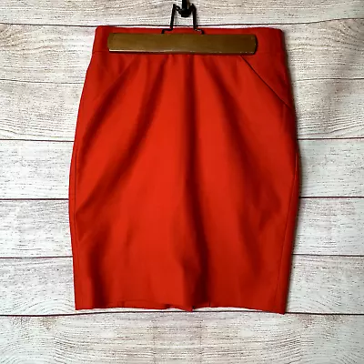 J. Crew The Pencil Skirt Dark Orange Pockets Back Slit Zipper Women's Size 2 • $14.21