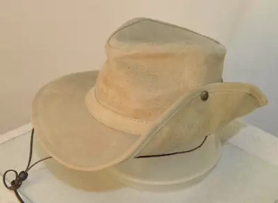 The Aussie Hat By Minnetonka Mens Size Medium Genuine Leather Chin Strap Tan • $49.95