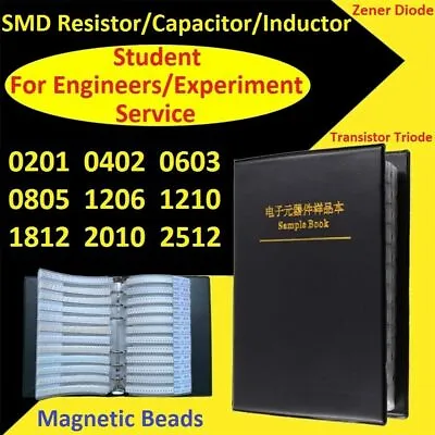 SMD Resistors/Capacitors/Inductor/Zener Diode/Transistor Triode Samples Book Kit • $124.41