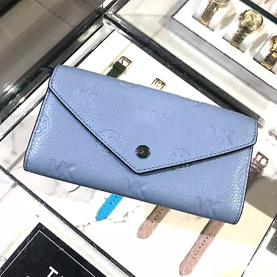 Michael Kors JetSetTravel Large Envelope Continental Wallet Leather In Pale Blue • $68