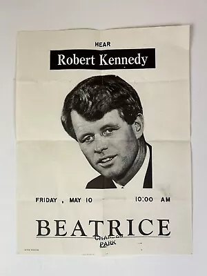 1968 Robert F. Bobby Kennedy Nebraska Democratic Primary Flyer Broadside • $300